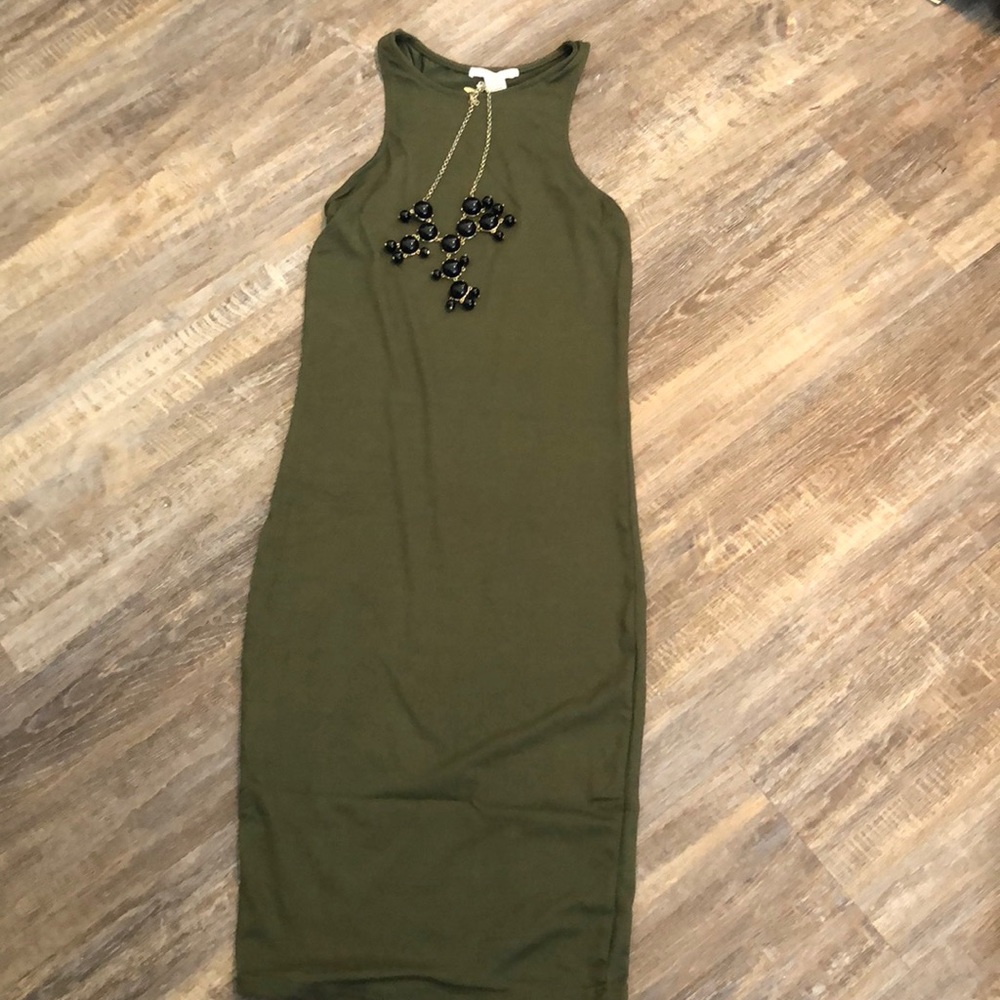 Olive green midi bandage dress 👗